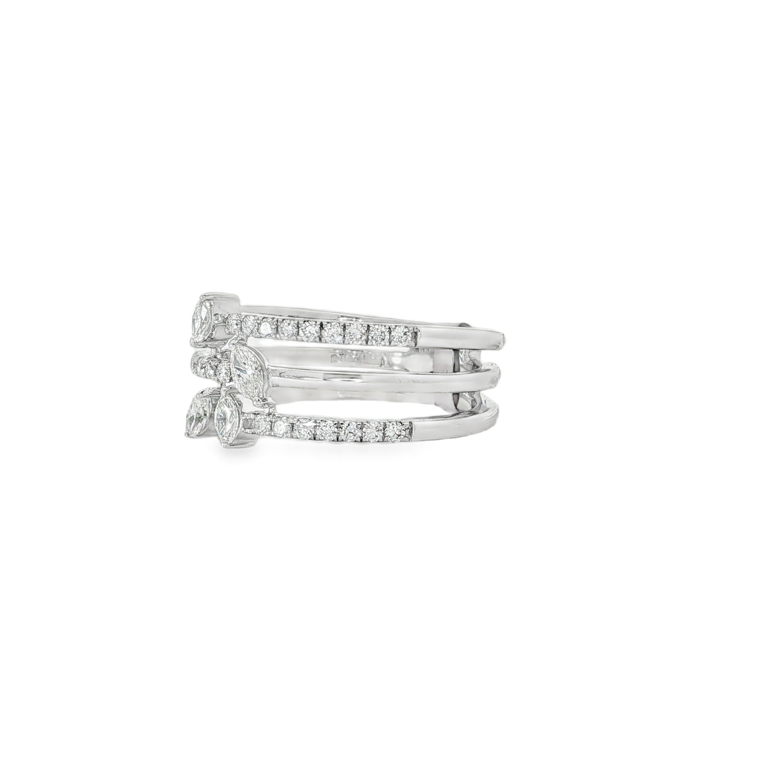 Marquise Diamond Triple-Band Ring angled view