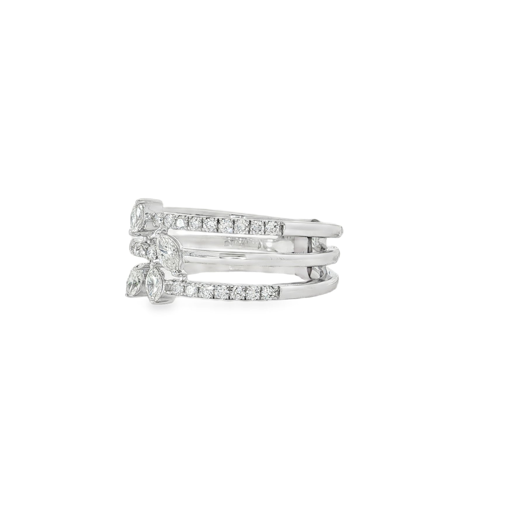 Marquise Diamond Triple-Band Ring angled view