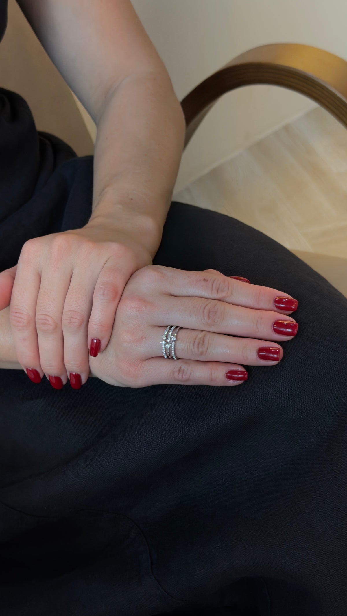 Marquise Diamond Triple-Band Ring - additional view