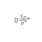 Mixed-Cut Diamond Floral Open Ring front view