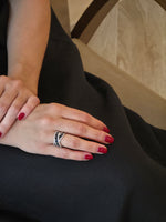 Sapphire Oval Rows Diamond Crisscross Ring - additional view