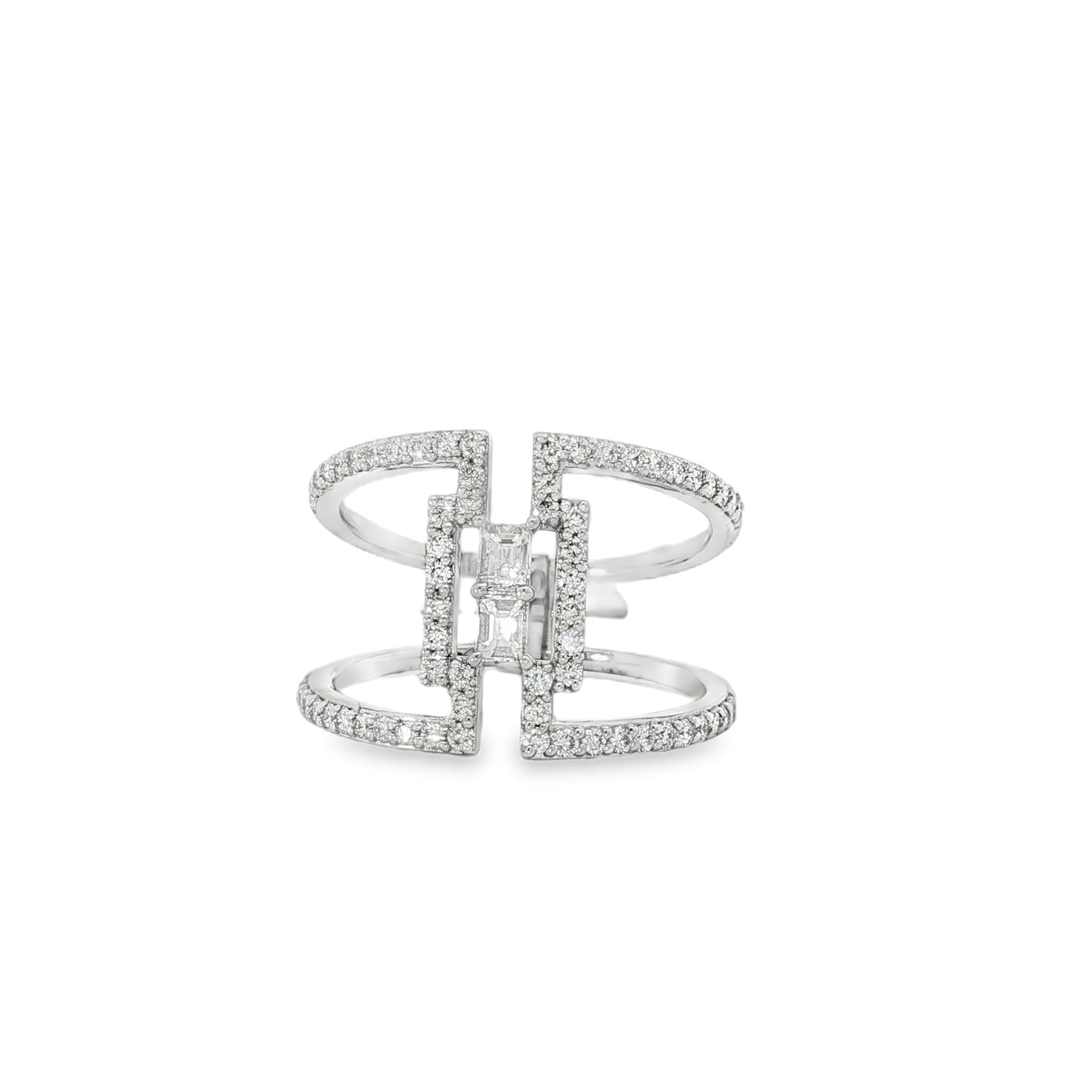 Baguette Diamond Cage Ring front view