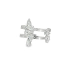 Pear Diamond Three-Row Cluster Ring front view