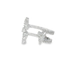 Pear Diamond Three-Row Cluster Ring angled view