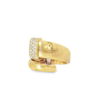 Pavé Panel Yellow Gold Open Ring angled view