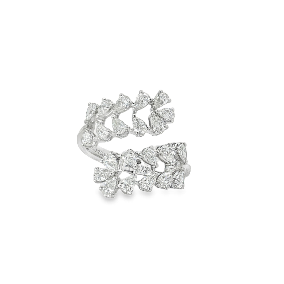 Pear Diamond Leaf Bypass Ring front view