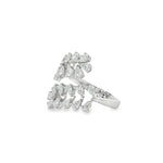 Pear Diamond Leaf Bypass Ring angled view