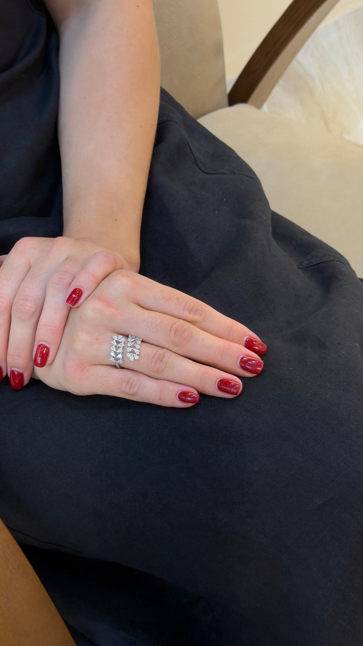 Pear Diamond Leaf Bypass Ring - additional view