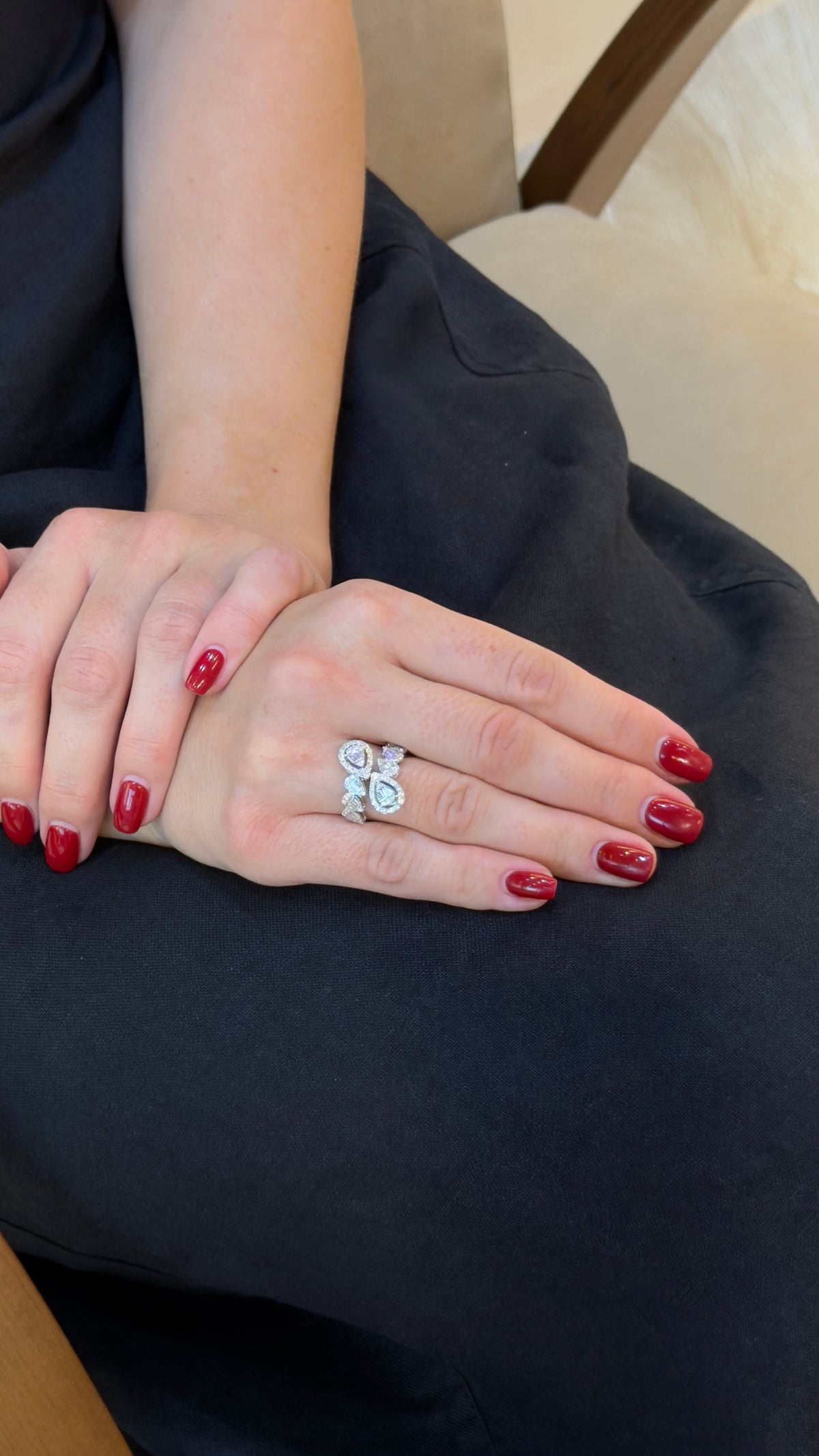 Baguette Diamond Teardrop Open Ring - additional view
