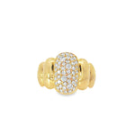 Rounded Pavé Diamond Yellow Gold Ring front view