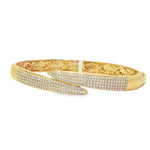 Pavé Crossover Yellow Gold Bangle front view