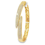 Pavé Crossover Yellow Gold Bangle angled view