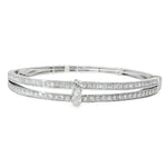 Pear Diamond Double-Row Bangle in white gold front view