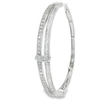 Pear Diamond Double-Row Bangle in white gold angled view