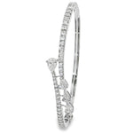 Pear Diamond Bar Open Bangle in white gold angled view