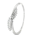 Marquise Diamond Leaf Bangle in white gold angled view