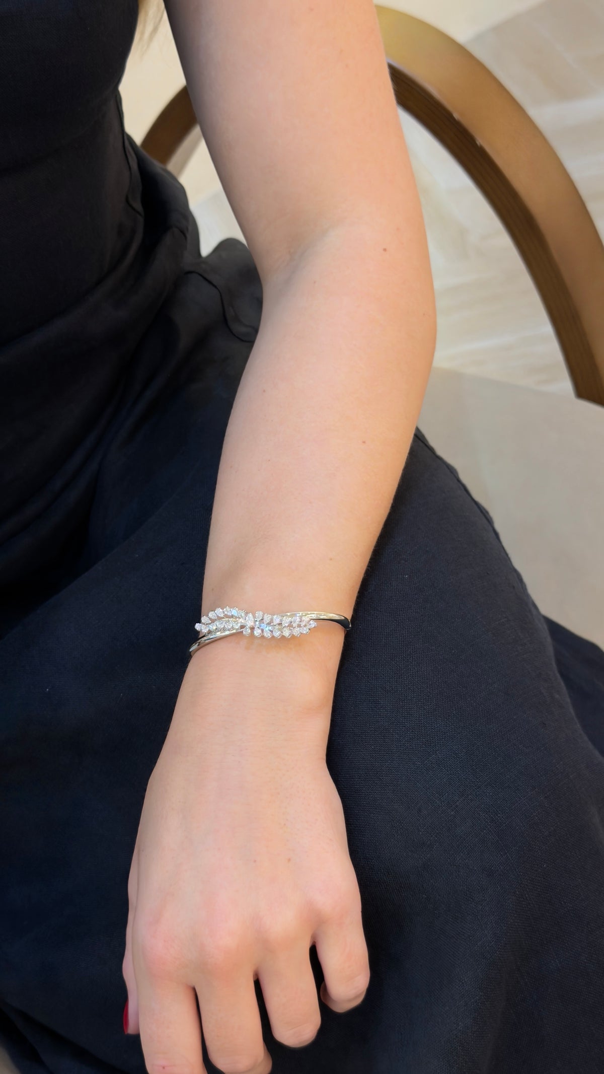 Dramatic Marquise Diamond Leaf Bangle - additional view