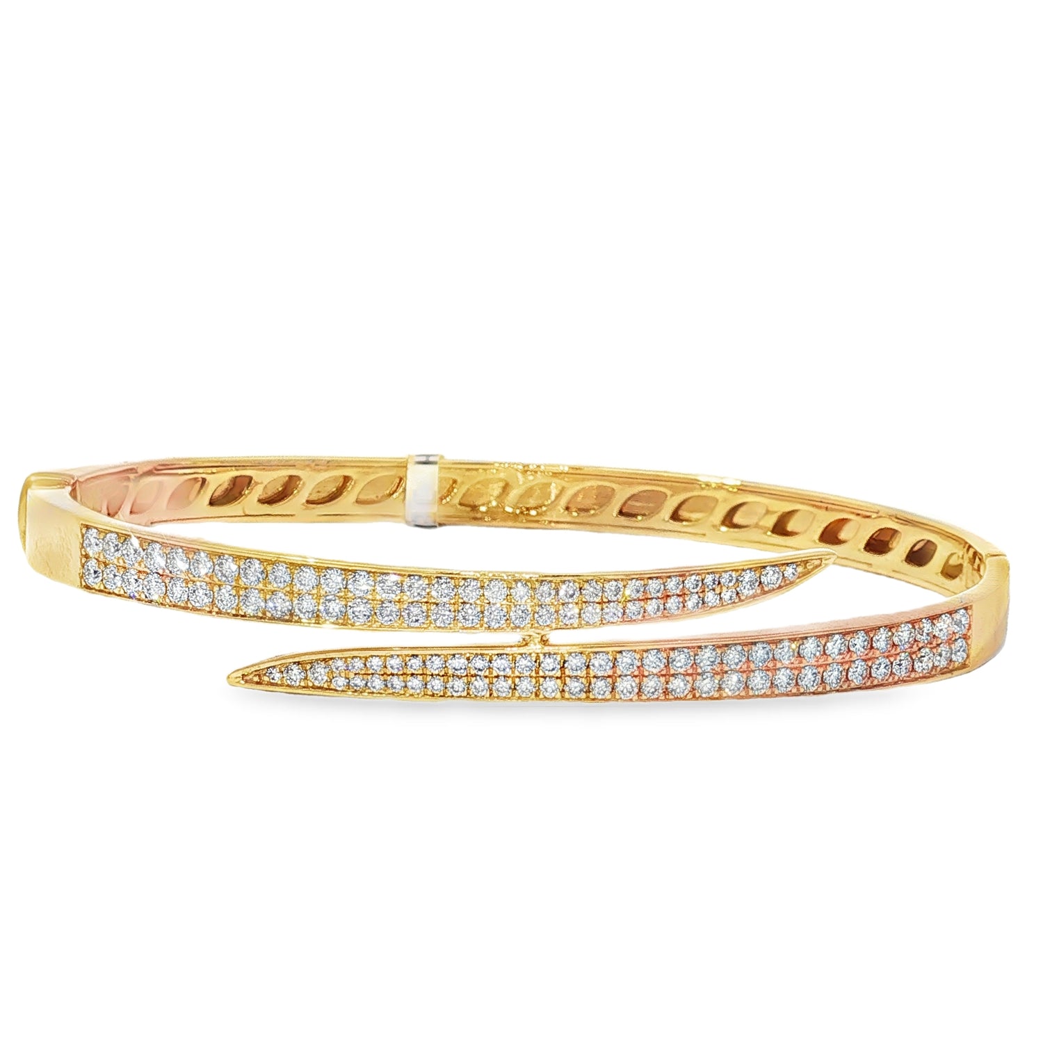 Pavé Triple-Row Yellow Gold Bangle front view
