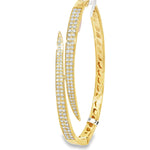 Pavé Triple-Row Yellow Gold Bangle angled view