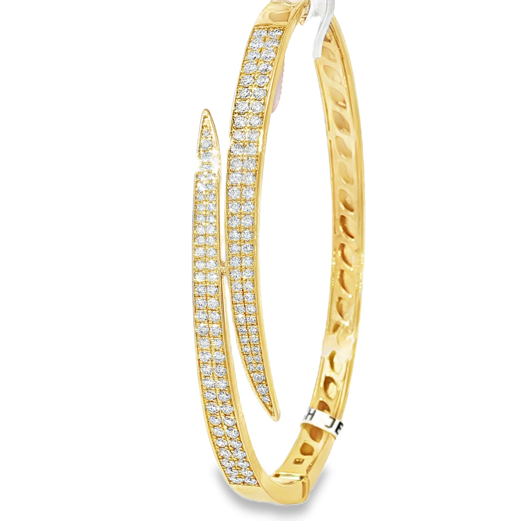 Pavé Triple-Row Yellow Gold Bangle angled view