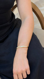 Sleek Pavé Triple-Row Yellow Gold Bangle - additional view