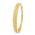 Diamond Bead-Edge Yellow Gold Bangle angled view