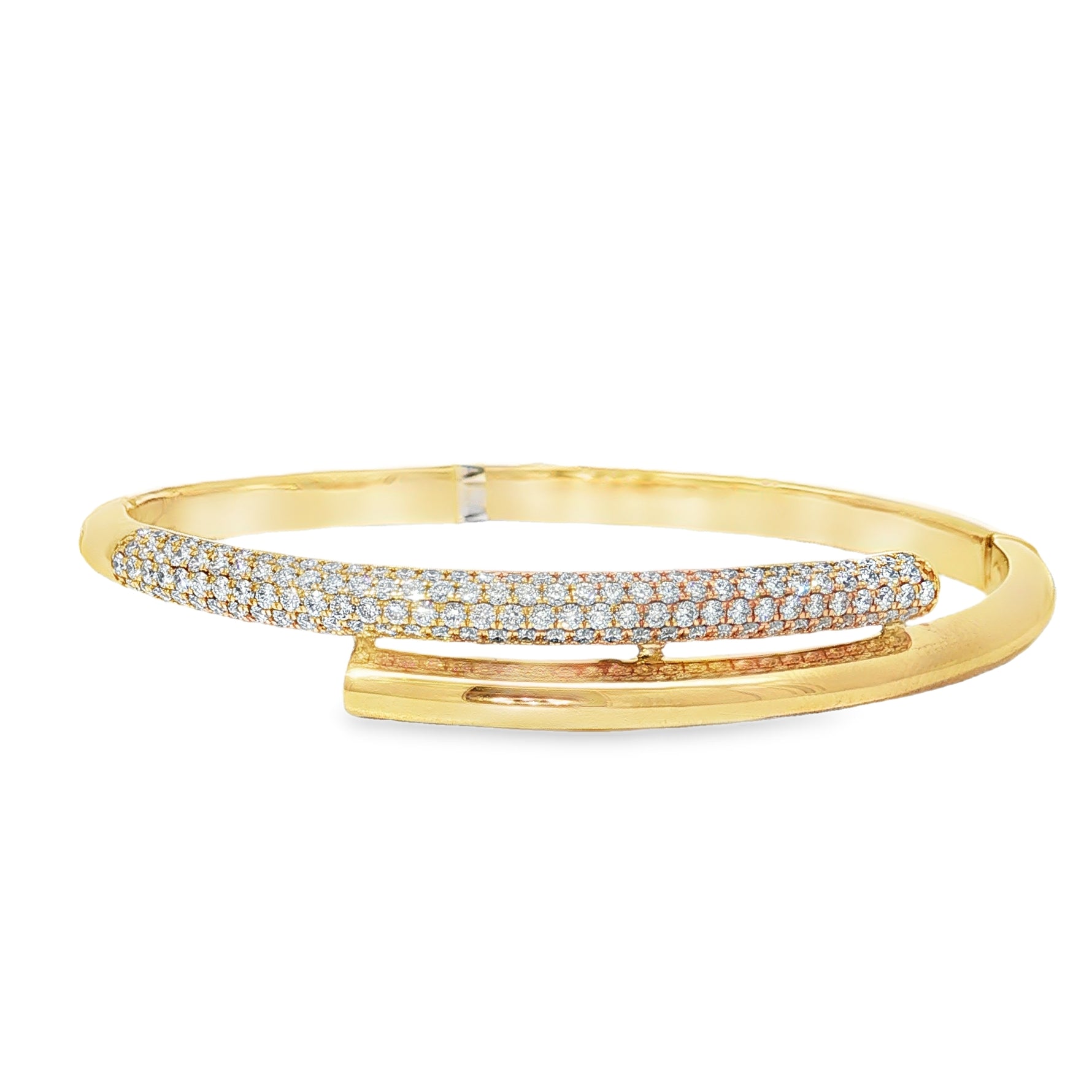 Pavé Wrap Yellow Gold Bangle front view