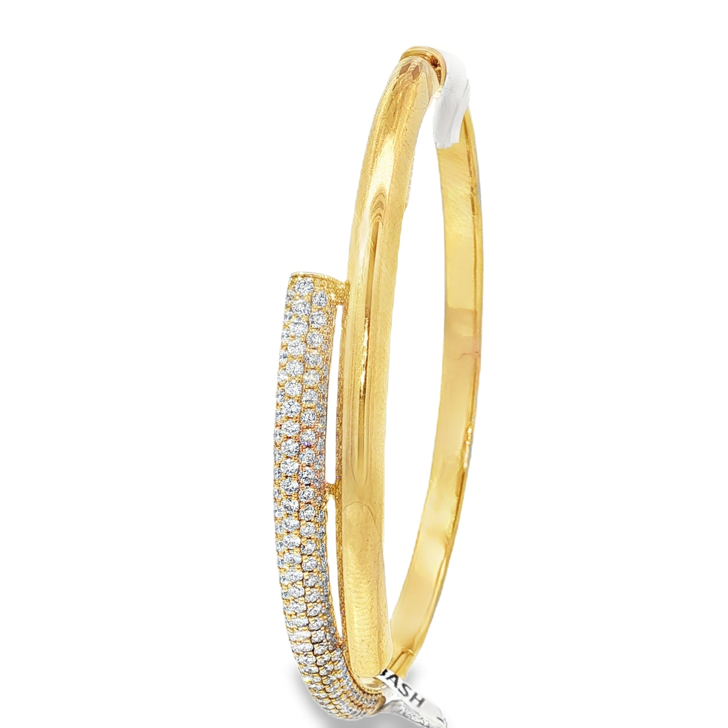Pavé Wrap Yellow Gold Bangle angled view