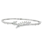 Marquise Diamond Leaf Bangle in white gold front view