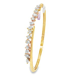 Mixed-Cut Diamond Line Yellow Gold Bangle angled view