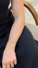 Mixed-Cut Diamond Line Yellow Gold Bangle - additional view