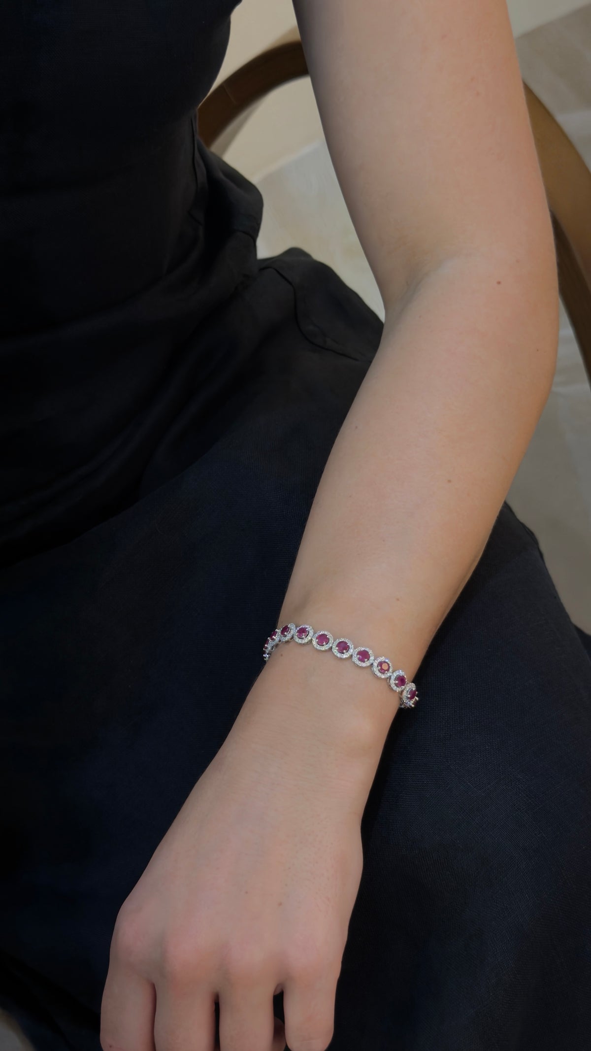 Ruby Diamond Halo Tennis Bracelet - additional view