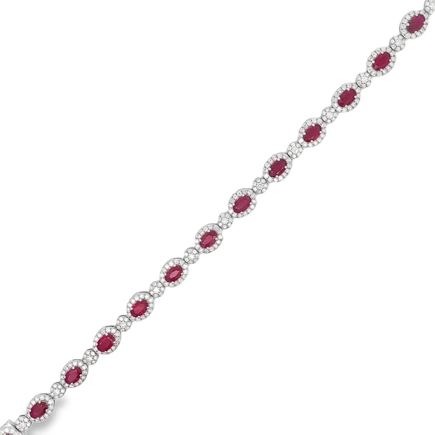 Ruby Diamond Link Bracelet in white gold front view