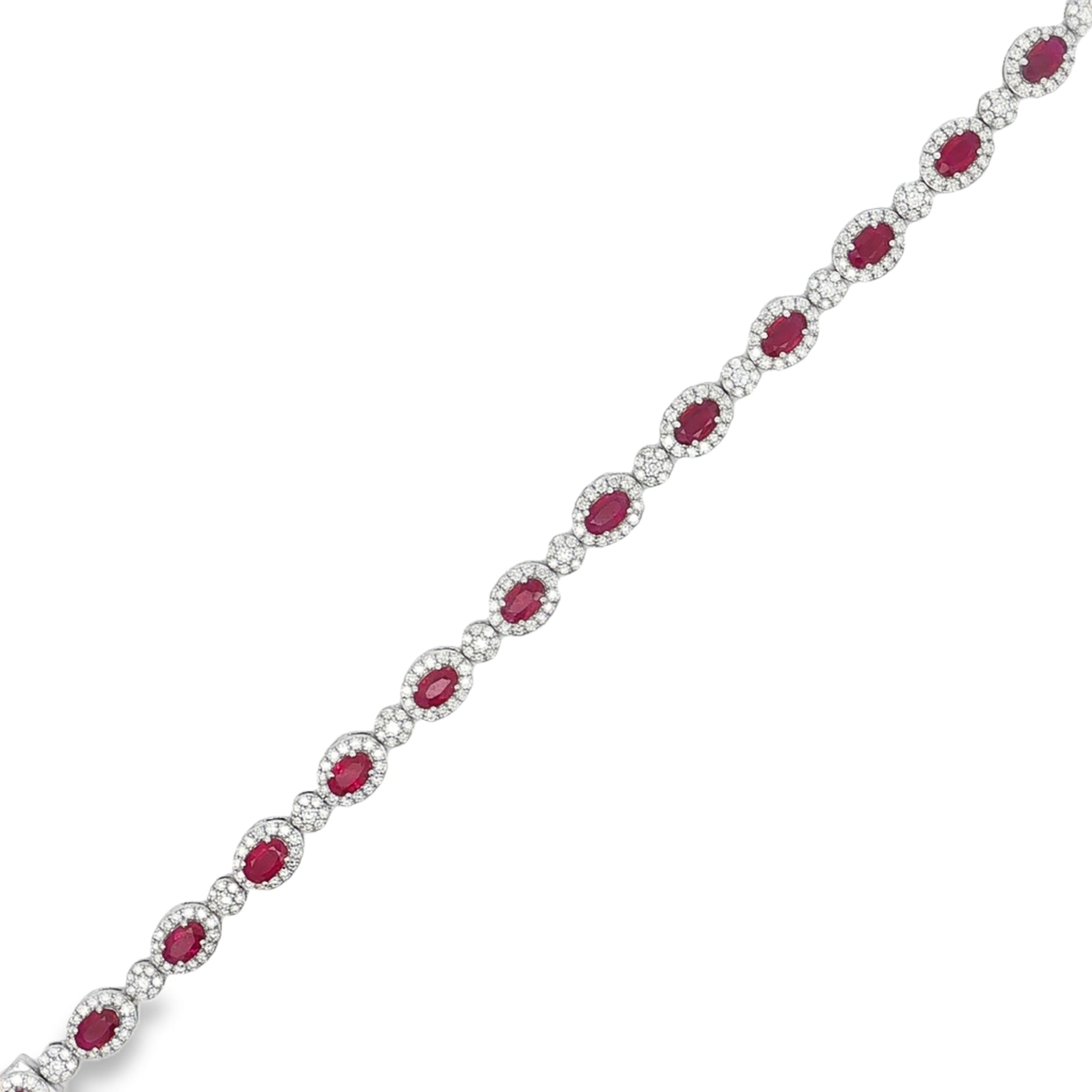 Ruby Diamond Link Bracelet in white gold front view