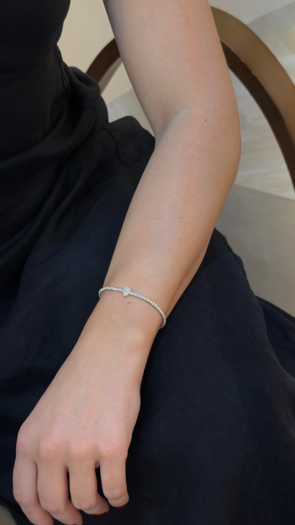 Pear Diamond Station Tennis Bracelet - additional view