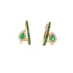 Emerald Diamond Jacket Yellow Gold Earrings front view