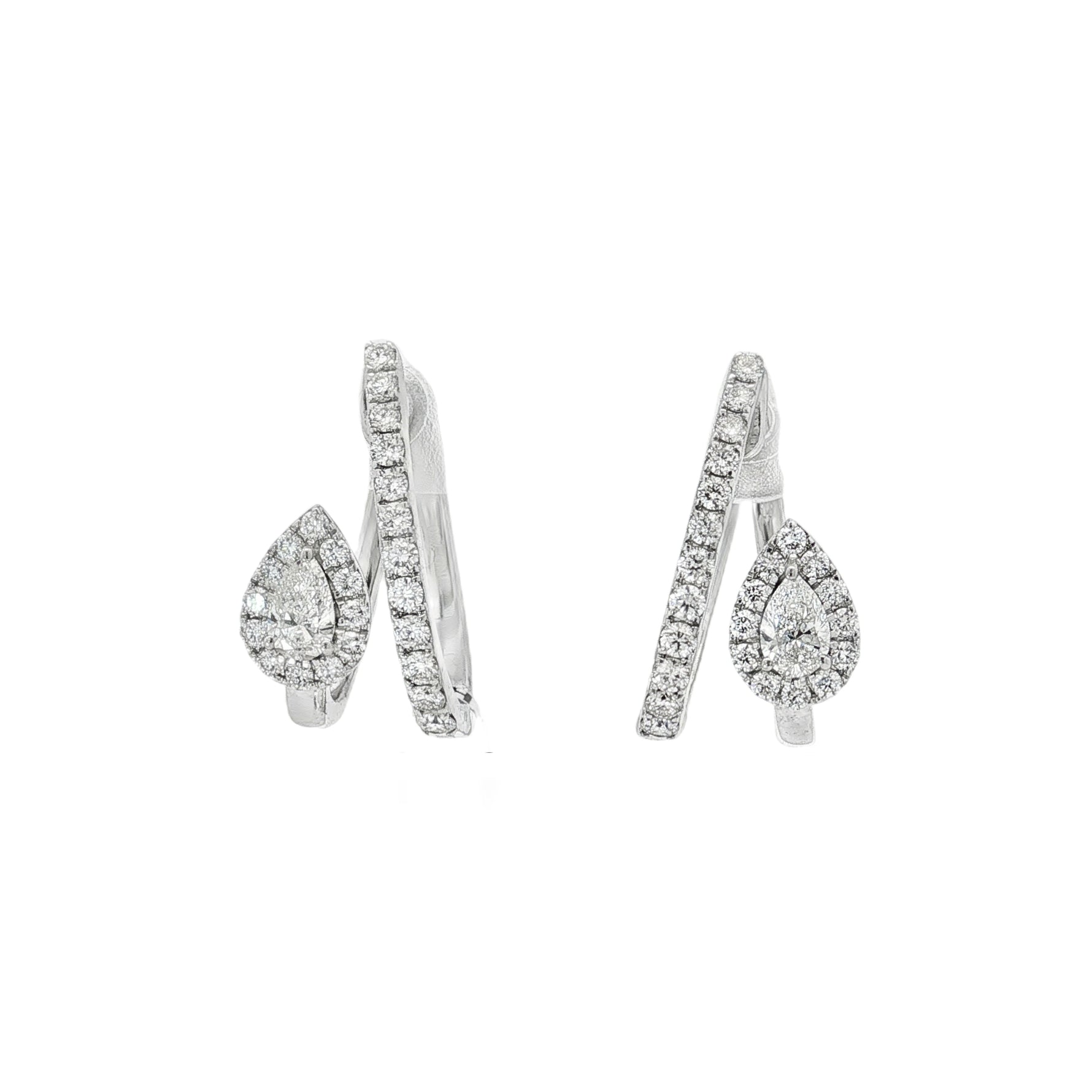 Pear Diamond Hoop Earrings in white gold front view
