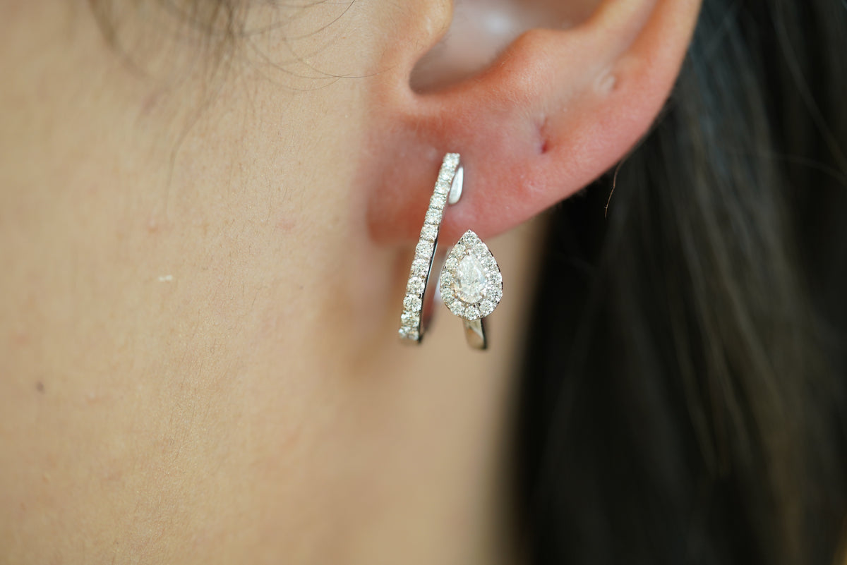Graceful Pear Diamond Hoop Earrings - additional view