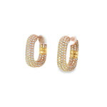 Pavé Yellow Gold Hoop Earrings front view