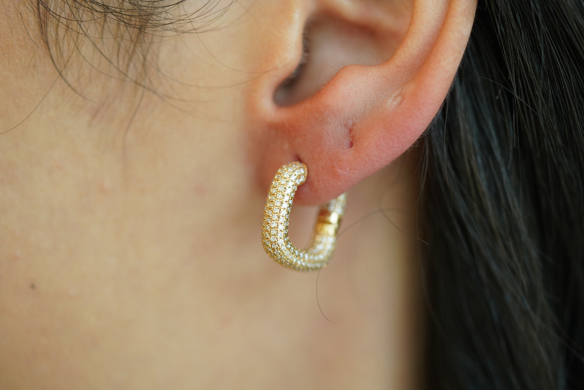 Bold Pavé Yellow Gold Hoop Earrings - additional view