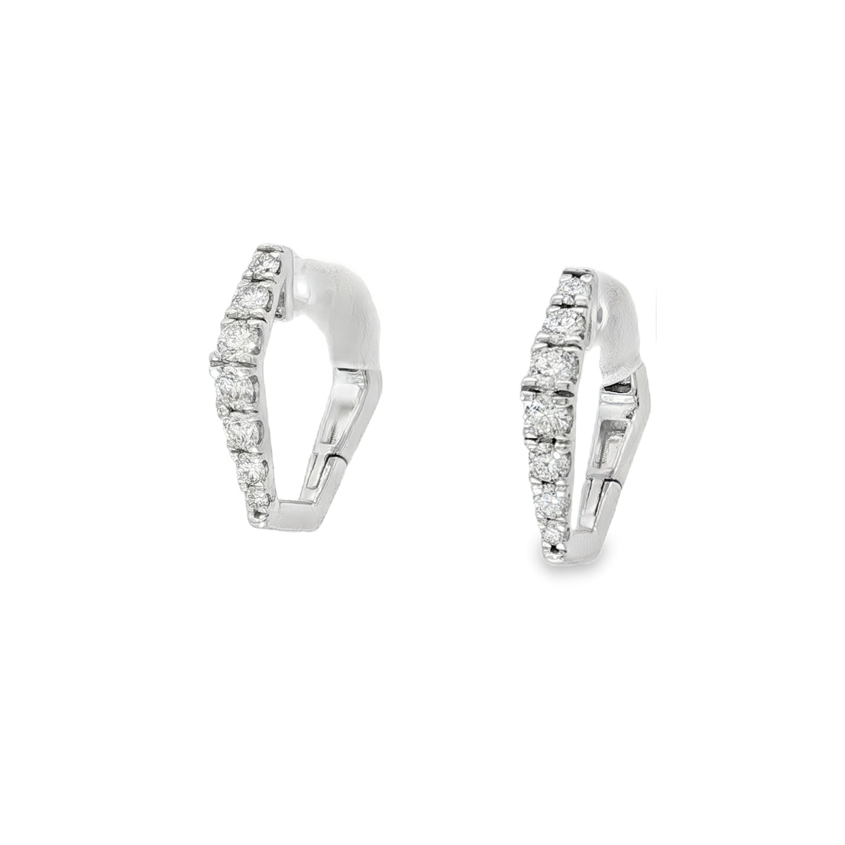 Diamond Huggie Hoop Earrings in white gold front view