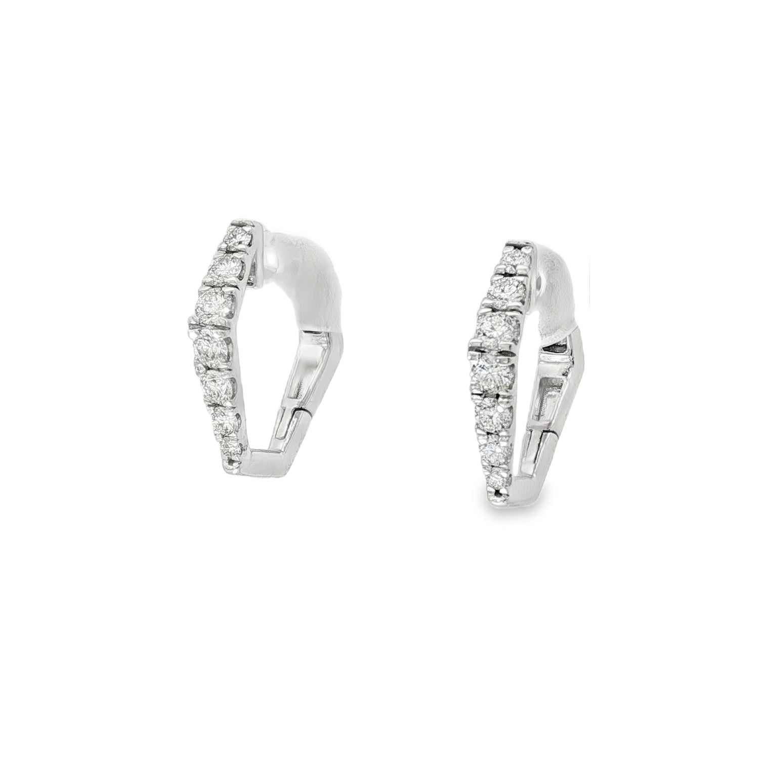 Diamond Huggie Hoop Earrings in white gold front view