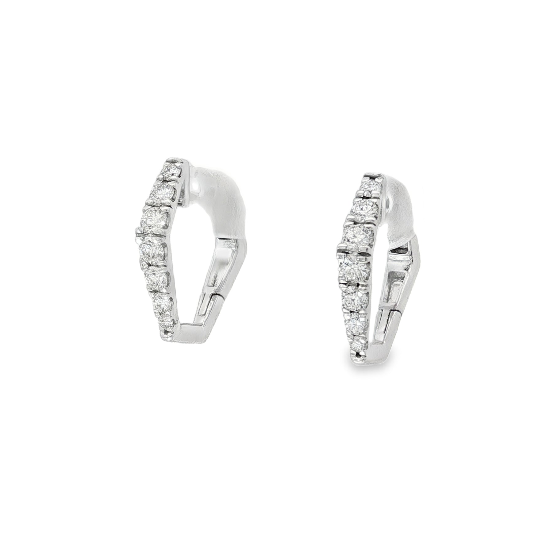 Diamond Huggie Hoop Earrings in white gold front view