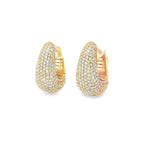 Domed Pavé Diamond Yellow Gold Hoops front view