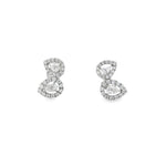 Pear Diamond Bow Earrings in white gold front view