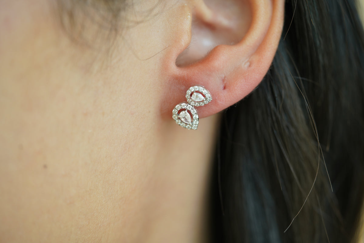 Enchanting Pear Diamond Bow Earrings - additional view