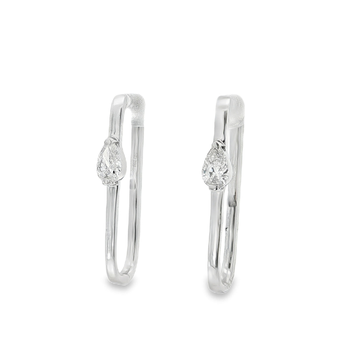Pear Diamond Hoop Earrings in white gold front view