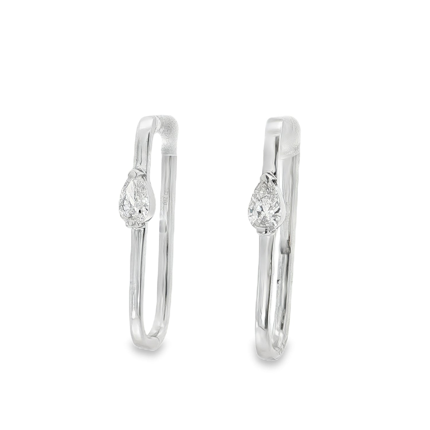 Pear Diamond Hoop Earrings in white gold front view