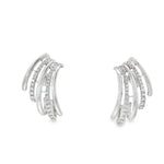 Multi-Row Diamond Curve Earrings in white gold front view