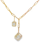 Baguette Diamond Chevron Yellow Gold Necklace front view